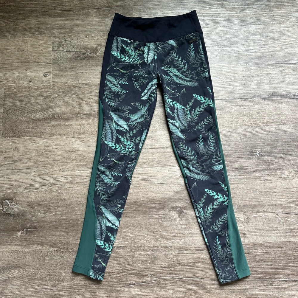 Track & Field Womens Green Leaf Print Leggings